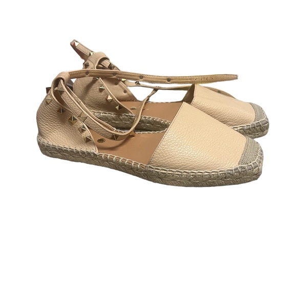 ✓Maypol Blush Leather Studded Espadrille Flat Sandal- NWOT - Main Image